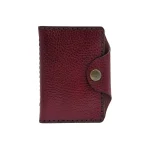 کیف کارت زرشکی چرم طبیعی